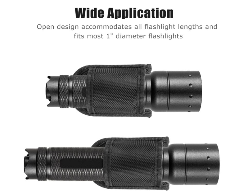 Flashlight Holster for Duty Belt, Open Top D Cell Compact Light Holder Case, Nyl