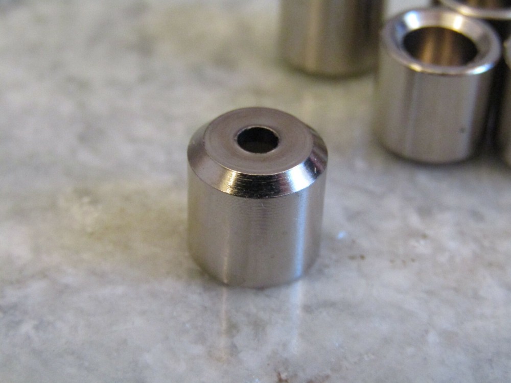 6 GUITAR FLUSH FIT FERRULES / GROMMETS FOR STRING THROUGH GUITAR BODIES - CHROME
