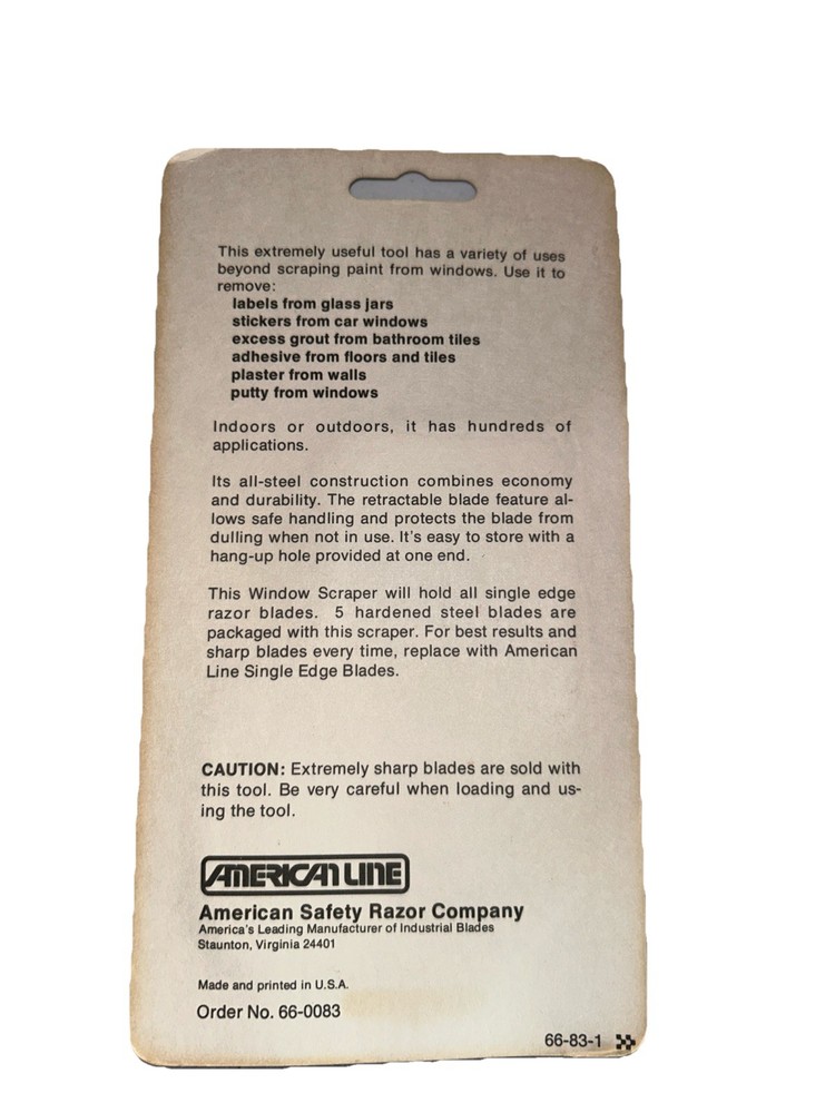 American Line Window Retractable Scraper With 5 Blades