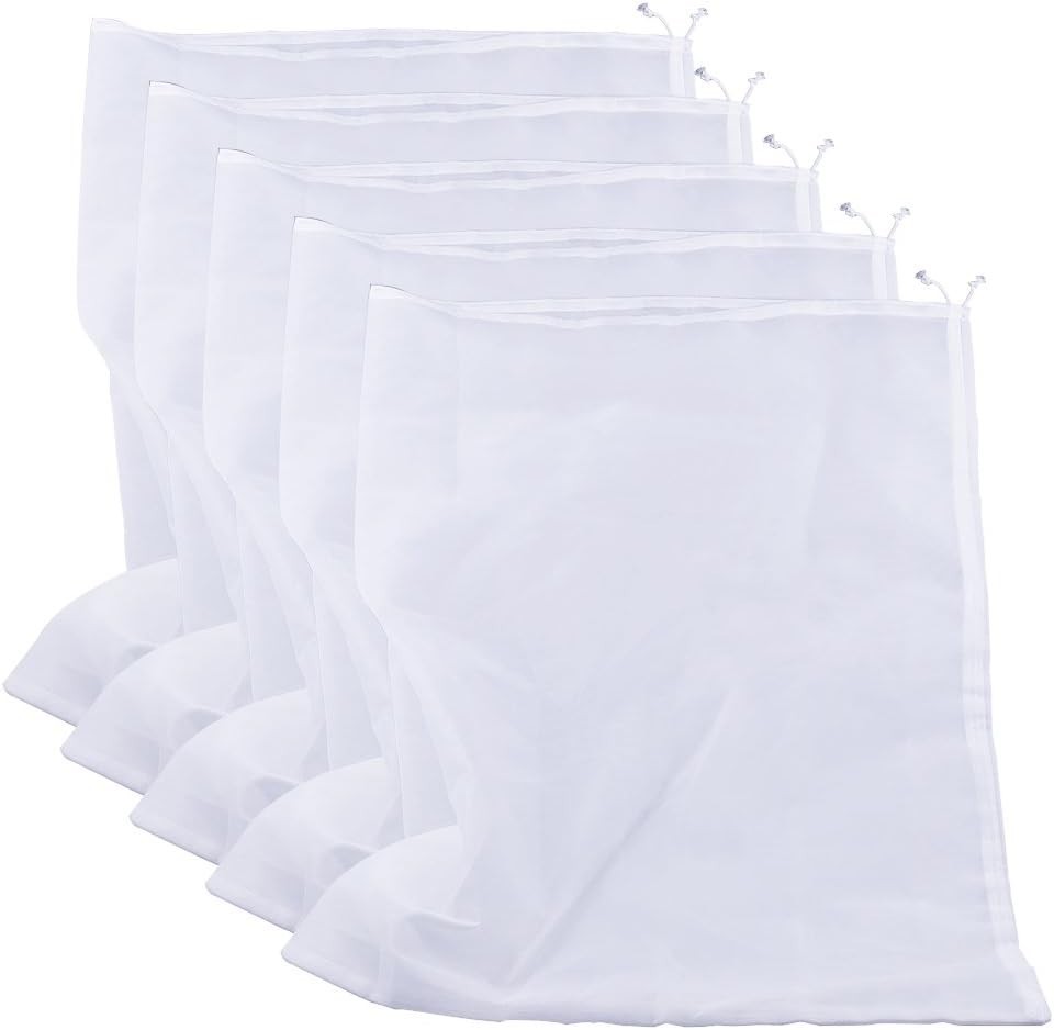 Durable 75 Micron Fine Mesh Straining Bags - 5 Packs for Versatile Kitchen Use