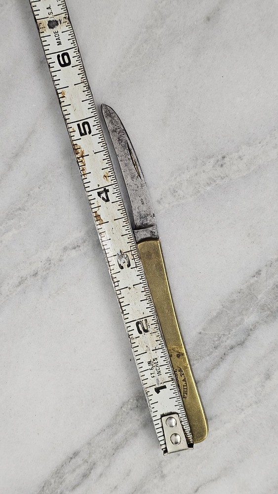 Antique Folding Advertisement Pocket Knife Brass Folder