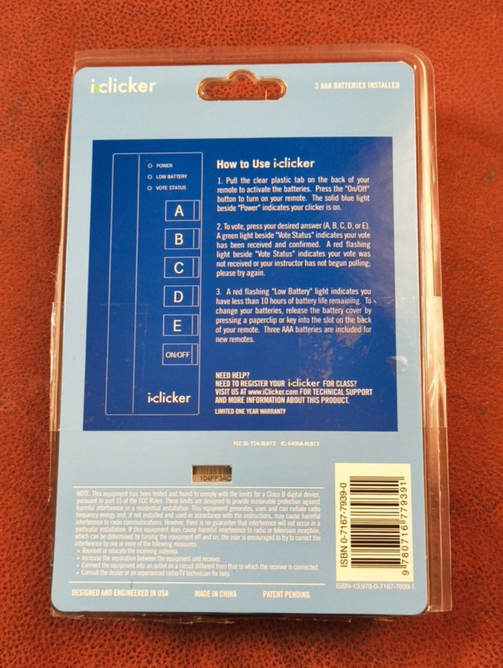 iClicker Classroom Response System Student Remote Clicker New Sealed With Batter