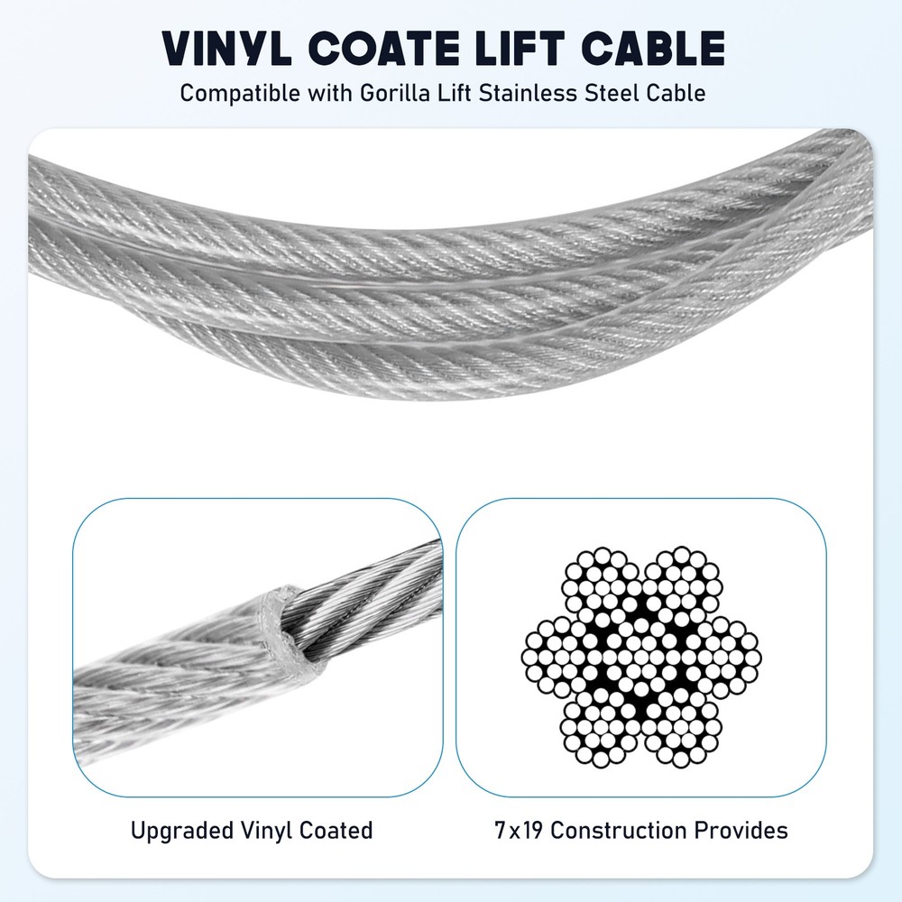 Lift Cable For Gorilla Lift 2Pcs Cables + 4Pcs Quick Links Stainless Steel Cable