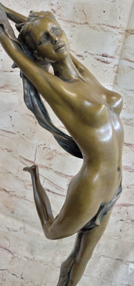 100% Solid Bronze Leap Dancer Sculpture Figurine Lost Wax Method Nude Artwork