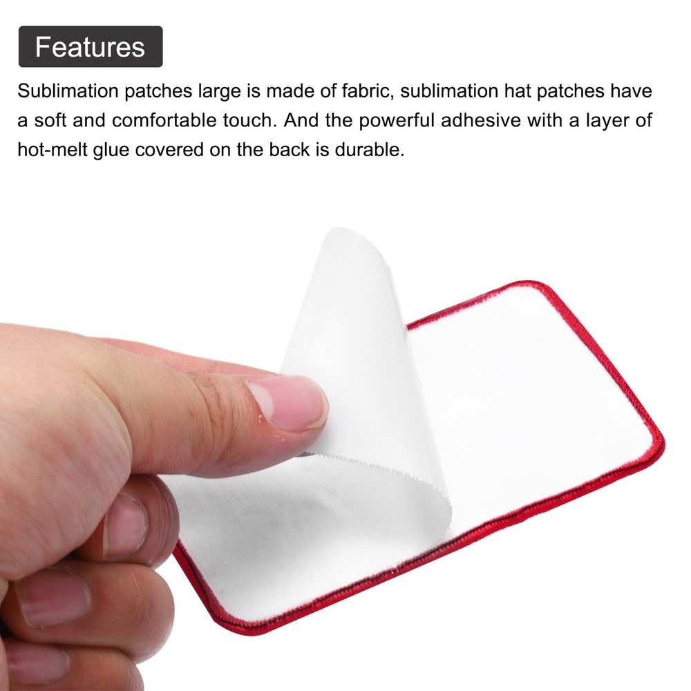 60pcs Sublimation Patch Blank Rectangle White with Red Border