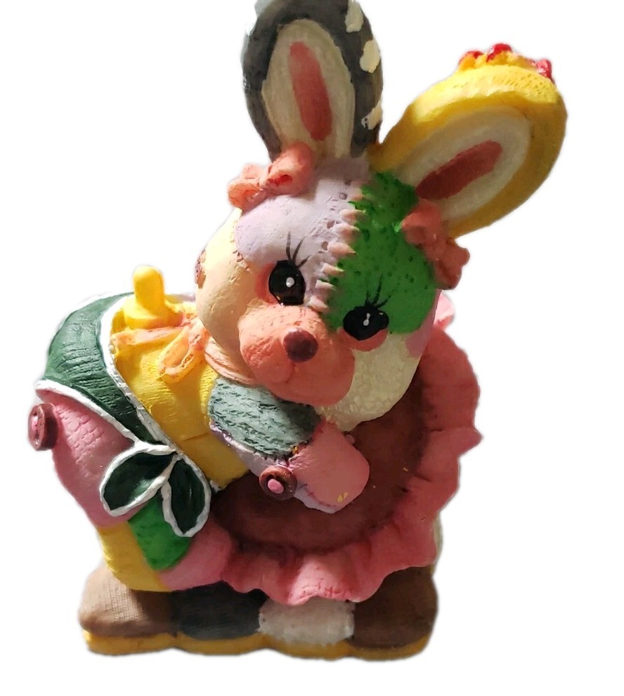 Easter Decorative Patchwork Bunnies Set Of 5 EUC.. 3.5inx2in *ships ASAP *EASTER