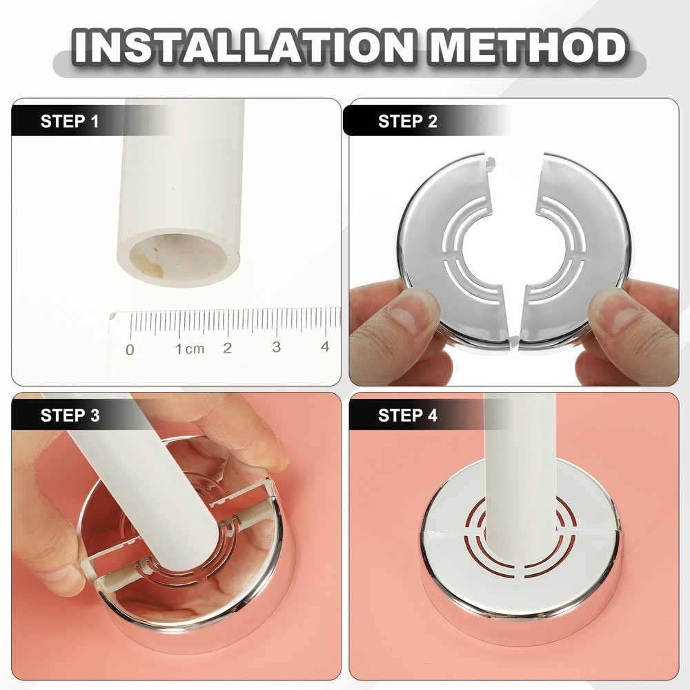 2pcs Wall Split Flange 0.59" Plastic Round Split Flange Pipe Cover, Silver