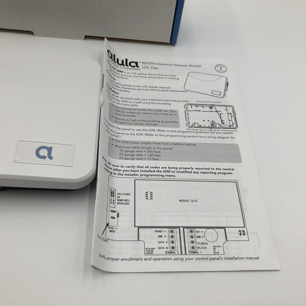 Alula Interactive Gateway Module RE929X-00-01 LTE VZ, Flex, SN Gateway Module