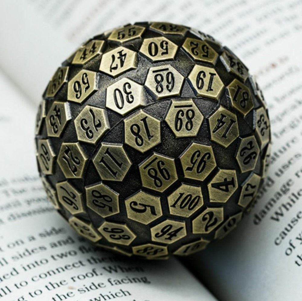 Electrum Solid Metal d100 Poly RPG DnD Dungeons Dragons Pathfinder d20 AD&D B