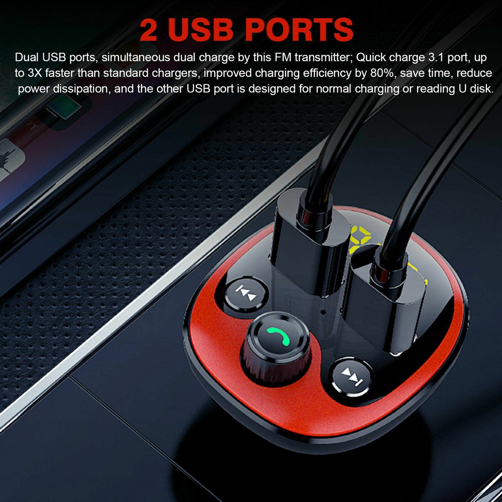 Bluetooth Car FM Transmitter MP3 Player Adapter Kit USB Charger Wireless