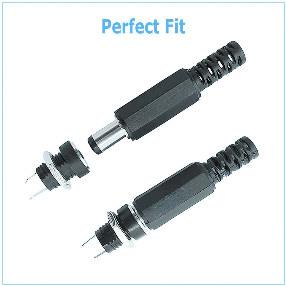 10PC Male Barrel Jack Plug Female Socket Panel Mount DC 12V Power Connectors
