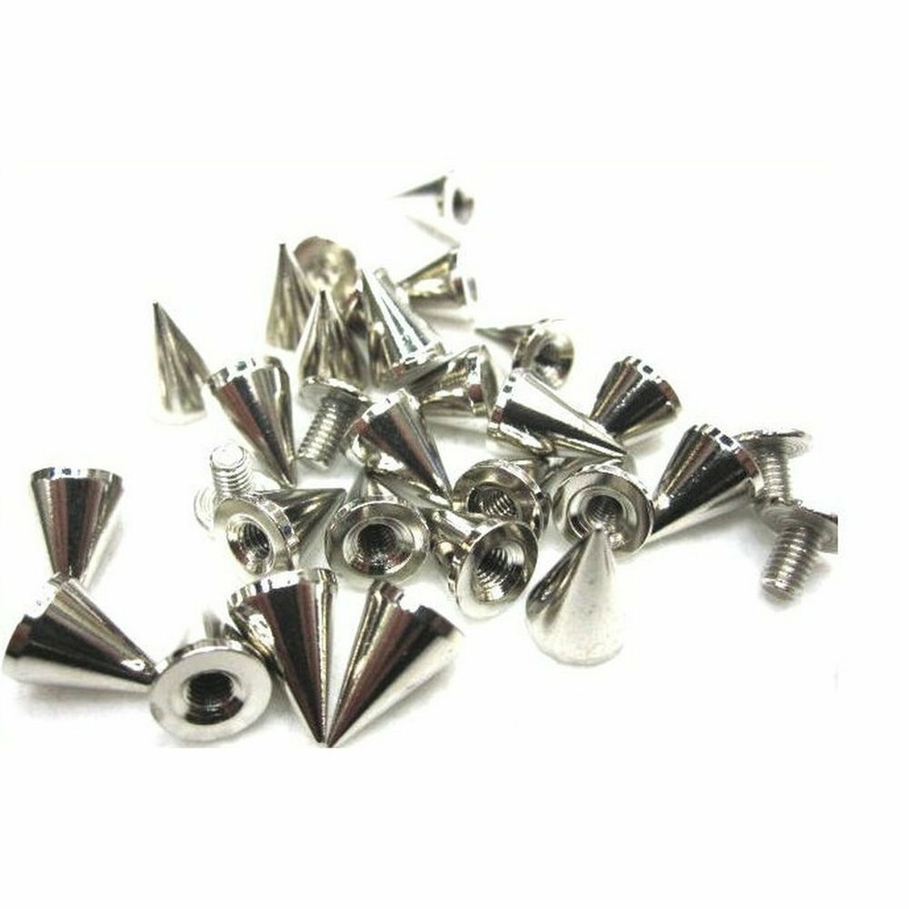 200pcs/set 9.5mm Silver Cone Spikes Screwback Studs DIY Craft Cool Rivets Punk