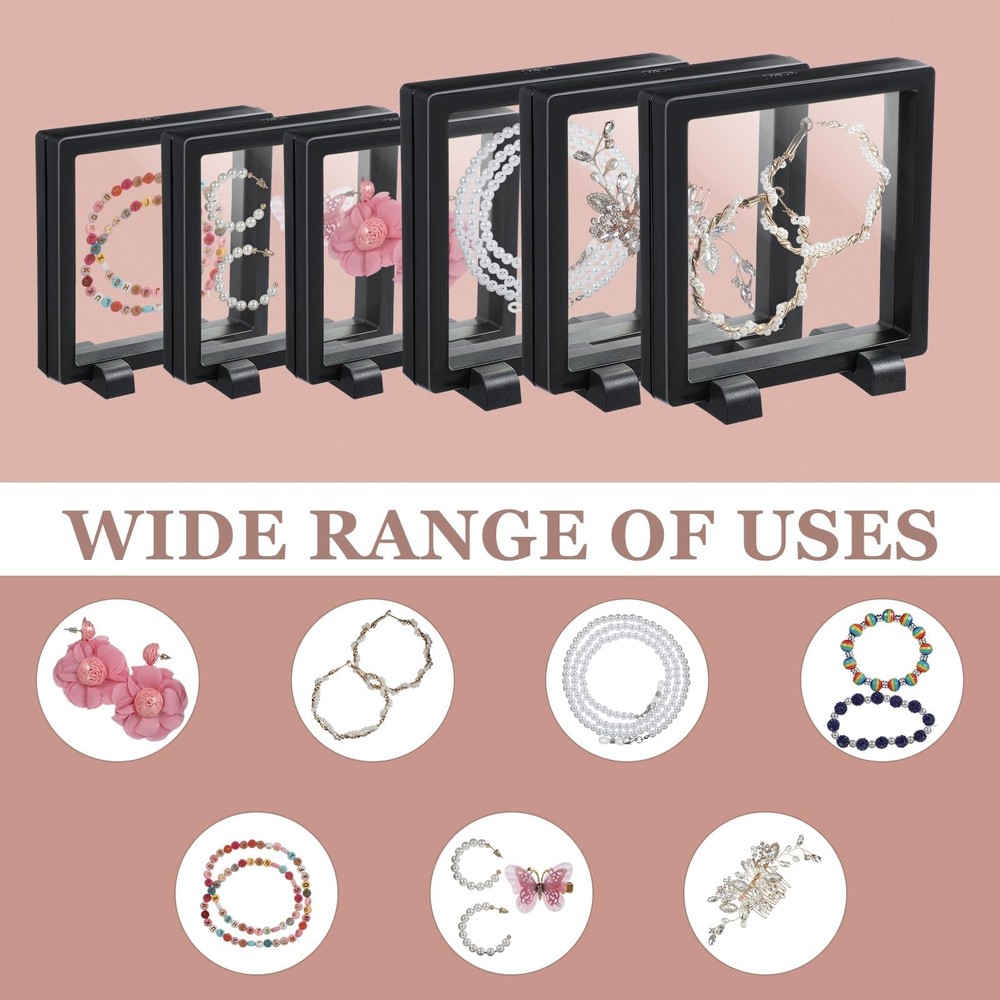 6 Pcs 3D Floating Frame, Large Size Floating Display Case, Visualize Transpar...