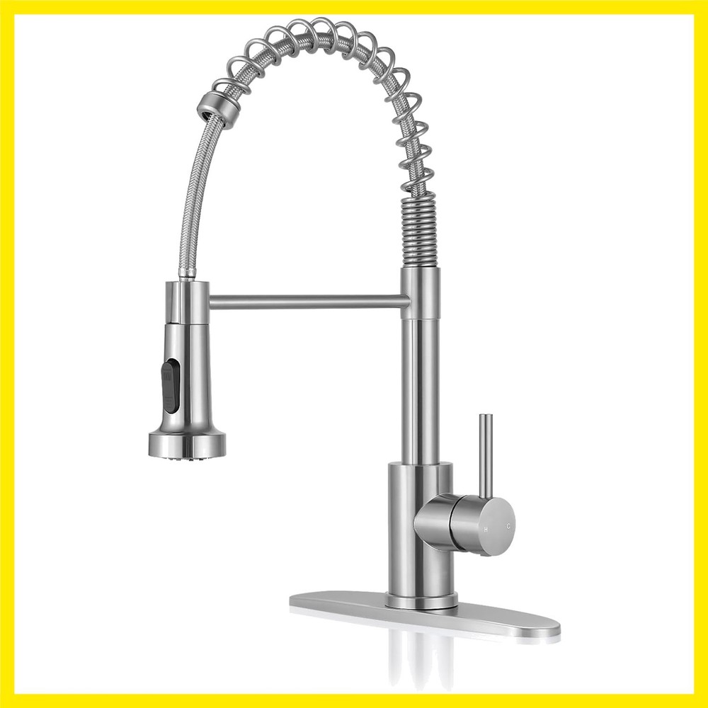 Kitchen Faucets with Pull Down Sprayer Brushed Nickel High Arc Single Handle ...