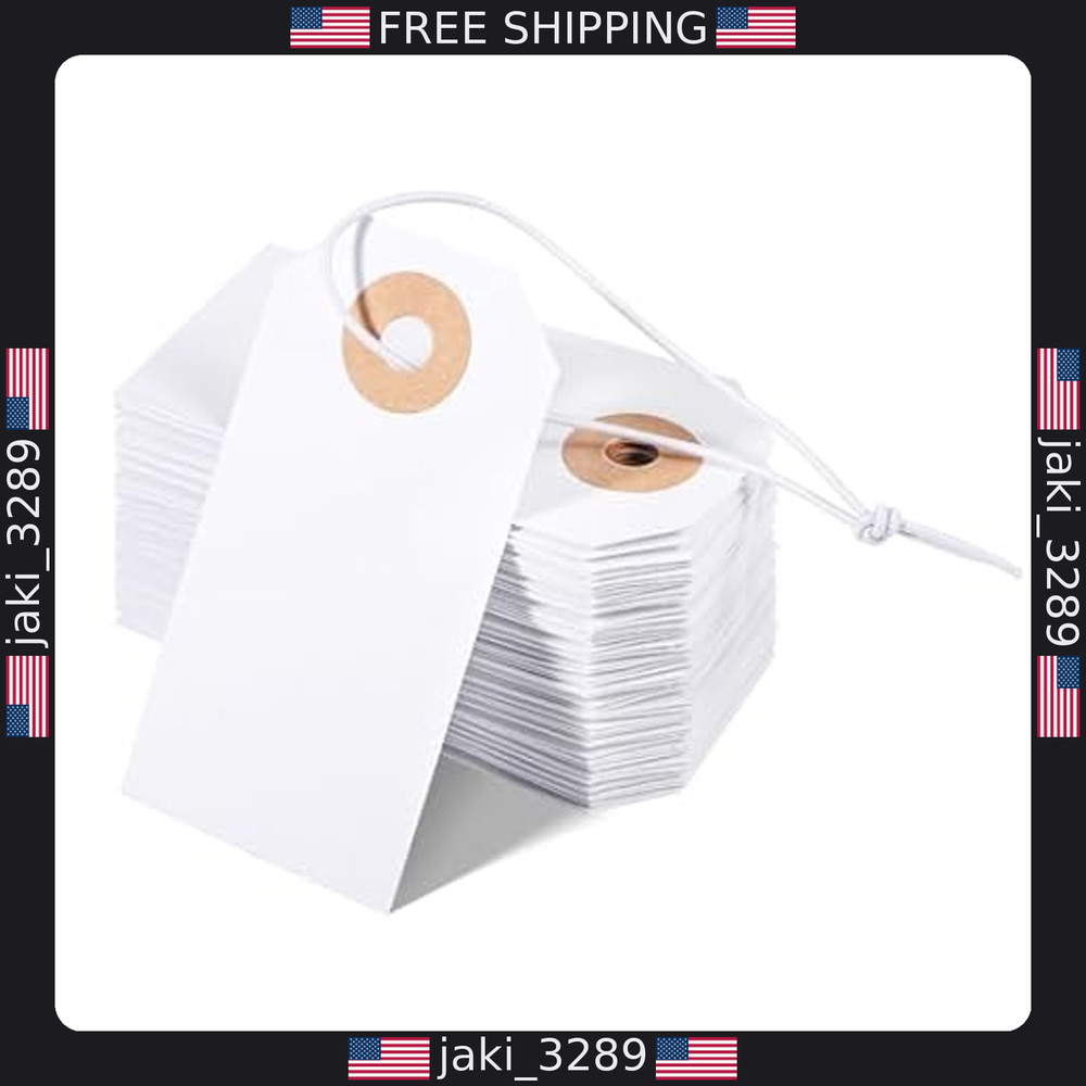 100 Pack Writable Gift Tags with Elastic String - Perfect for Valentine's Day