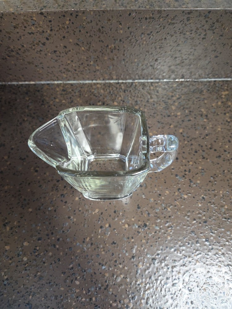 Vintage MCM Small Rectangular Clear Glass Pitcher- Small Scratch