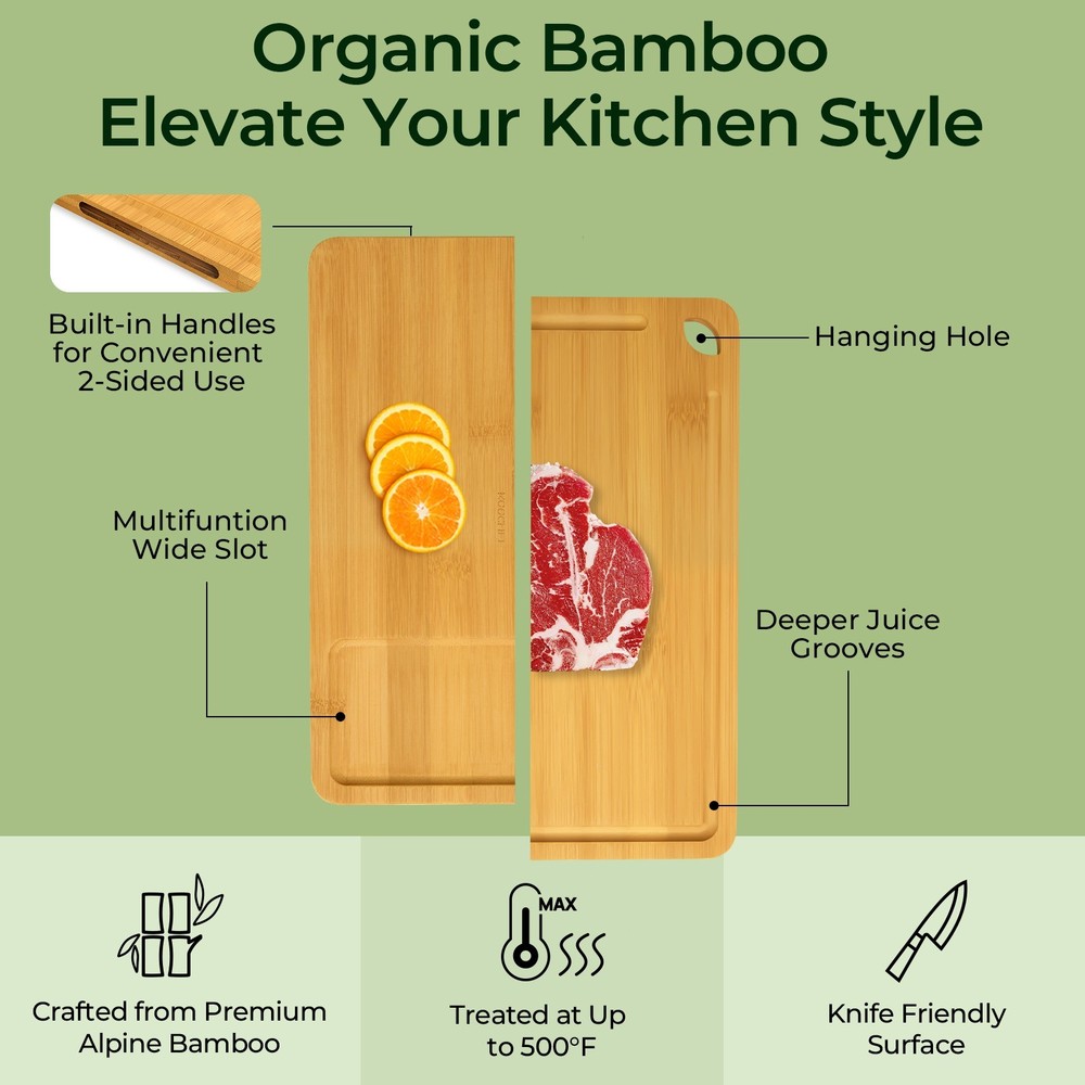 KeeCHEE® 3-Pcs Natural Bamboo Cutting Board