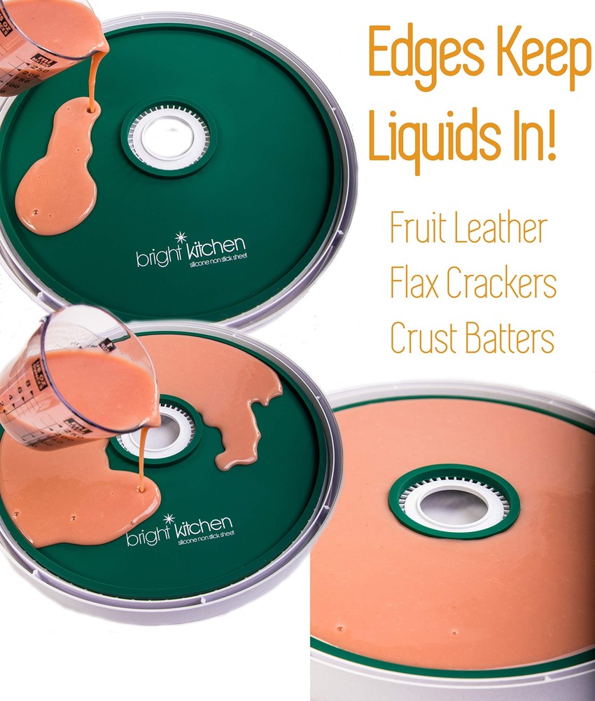 2 Fruit Leather Silicone Dehydrator Sheets with EDGES Compatible With Presto