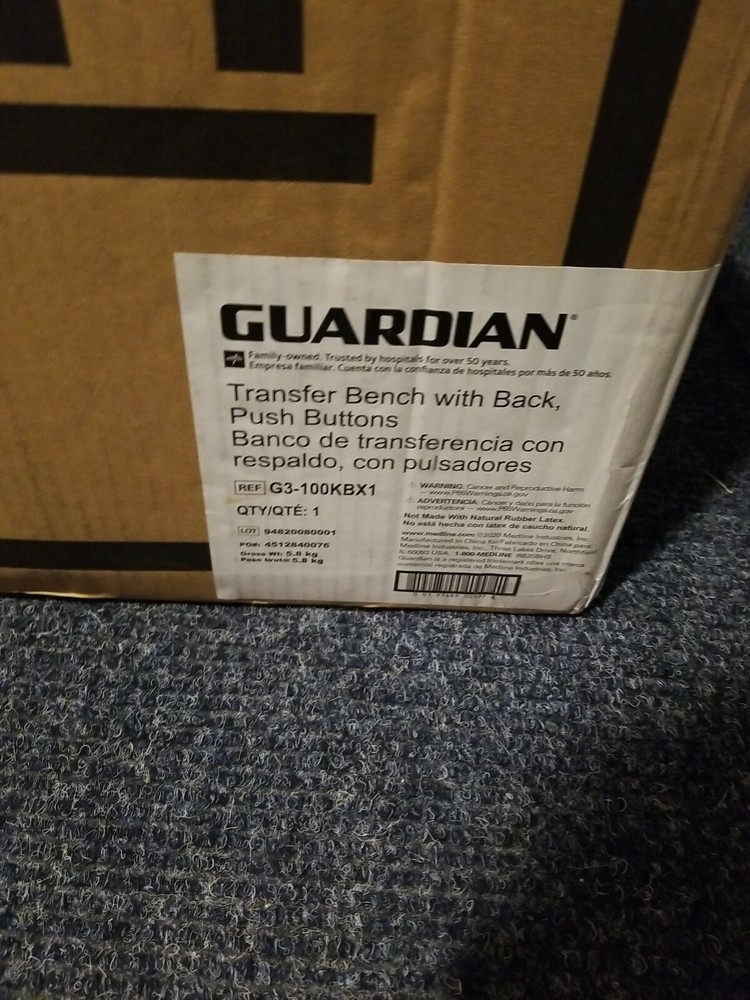 MEDLINE GUARDIAN Transfer Bench with Back - Push Buttons