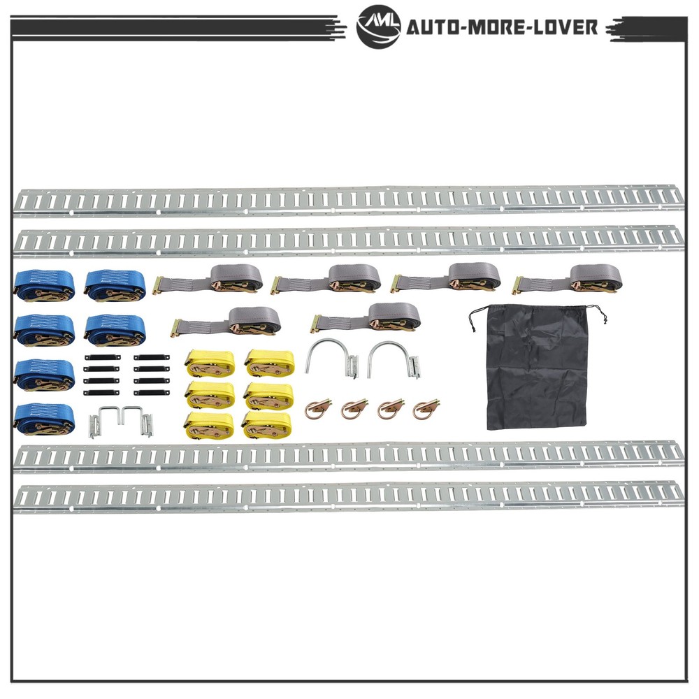 8 Feet Long E Track Rails Silver Finish 37 Pack For Cargo Management System