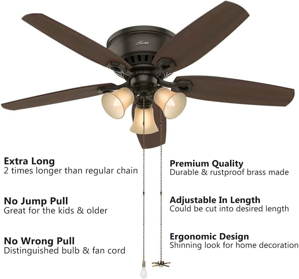 Ultra Long Ceiling Fan Pull Chain Extender, Embedded with Decorative Frosted Gla