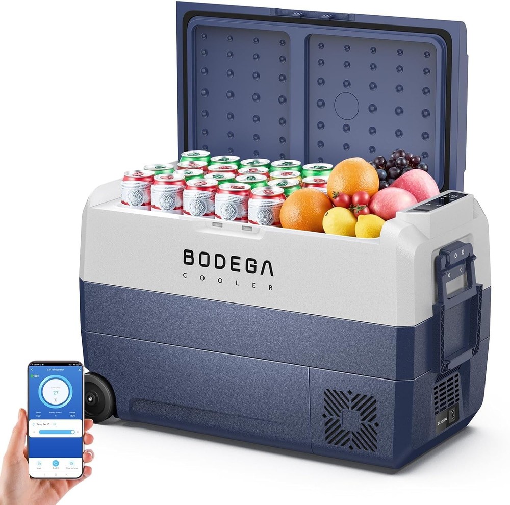 BODEGACOOLER 12 Volt Car Refrigerator,53Quart RV Fridge APP Control, Car Freezer