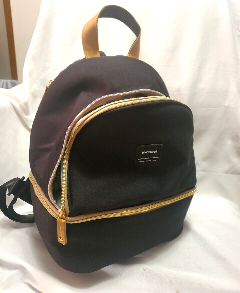 V-Coool Backpack Bag Professional Cooler 3 Compartment Black/ Gold Zip