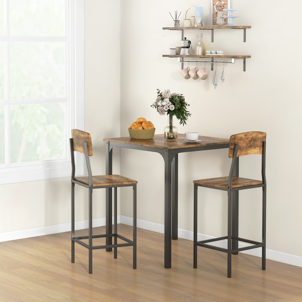 3 Piece Pub Table and Chairs, Small Kitchen Table and Chairs, Square Dining