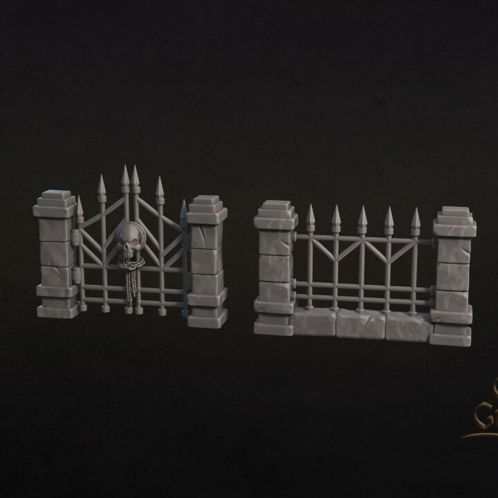 Graveyard tombstone Fence Scenery Miniature | D&D DnD |