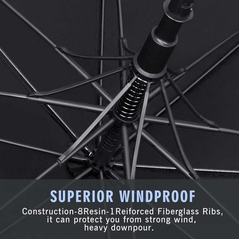 64" Automatic Open Golf Umbrella Large Vented Waterproof Windproof Double Canopy
