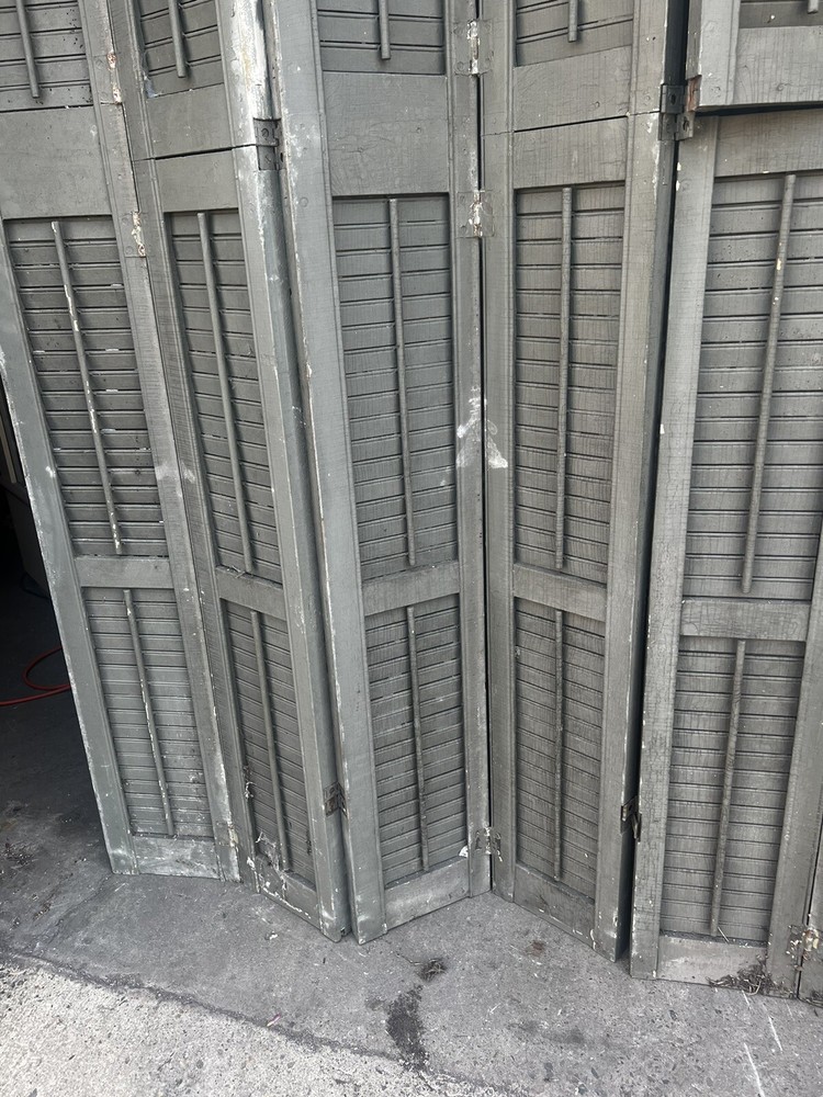 MASSIVE 8 panel shutter screen c1890 - 88” h x 75.5” wide - louvered & hinged