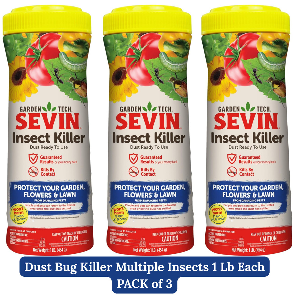 Garden Tech Sevin Dust Bug Insect Killer Multiple Insects 3lb (1 lb Each) 3 Pack
