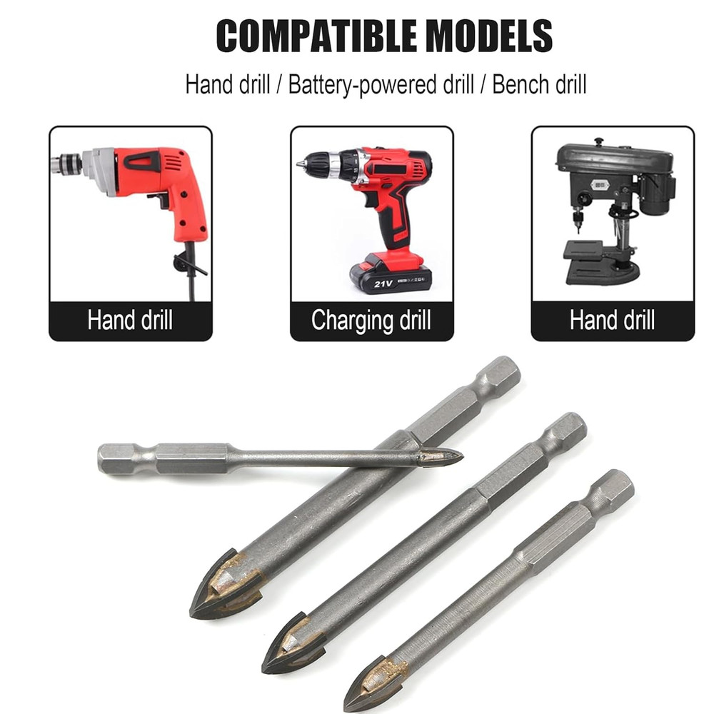 High-Speed Carbide Masonry Drill Bits - 5 Sizes for Versatile Materials