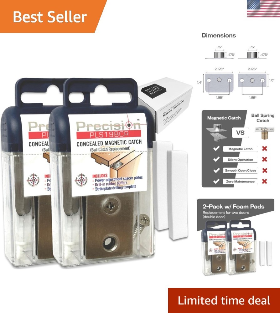 Magnetic Door Catch for Double Doors - Effortless Replacement & Silent Operation