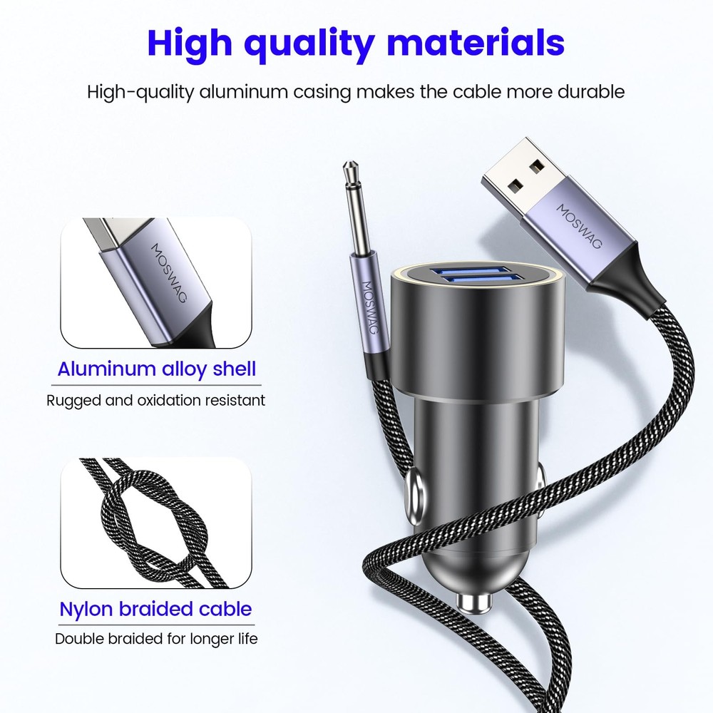 MOSWAG USB DC Charging Cable 2.5mm, 3ft Replacement 1 Pack, Black