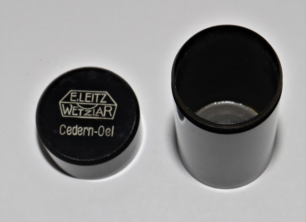 Antique Leitz Cedern- Oil Microscope Brass Objective Storage Container