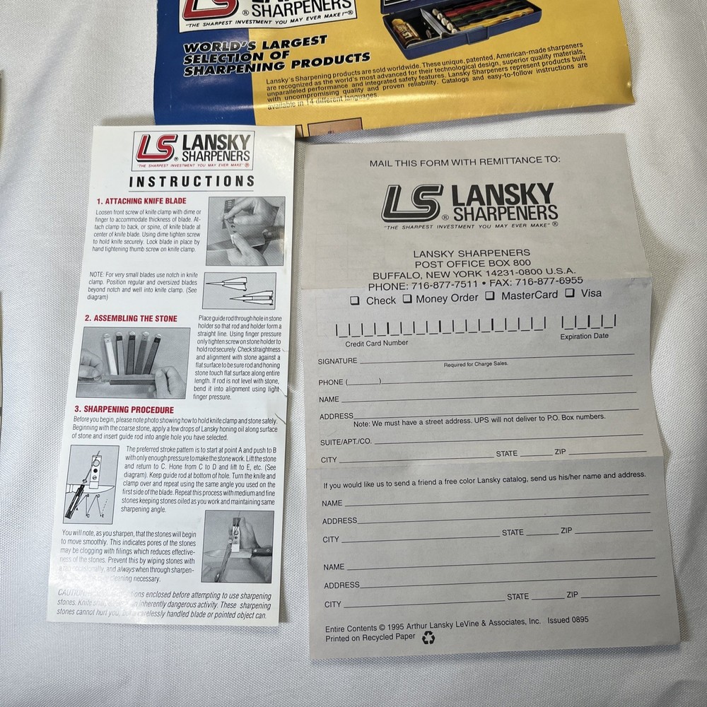 Lansky 3-Stone Knife Sharpening System Complete Starter Kit Vtg Angle Control