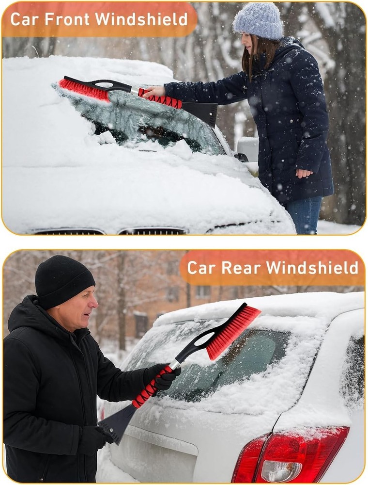 27'' Ergonomic Snow Brush & Ice Scraper Set - Durable, Compact & Lightweight