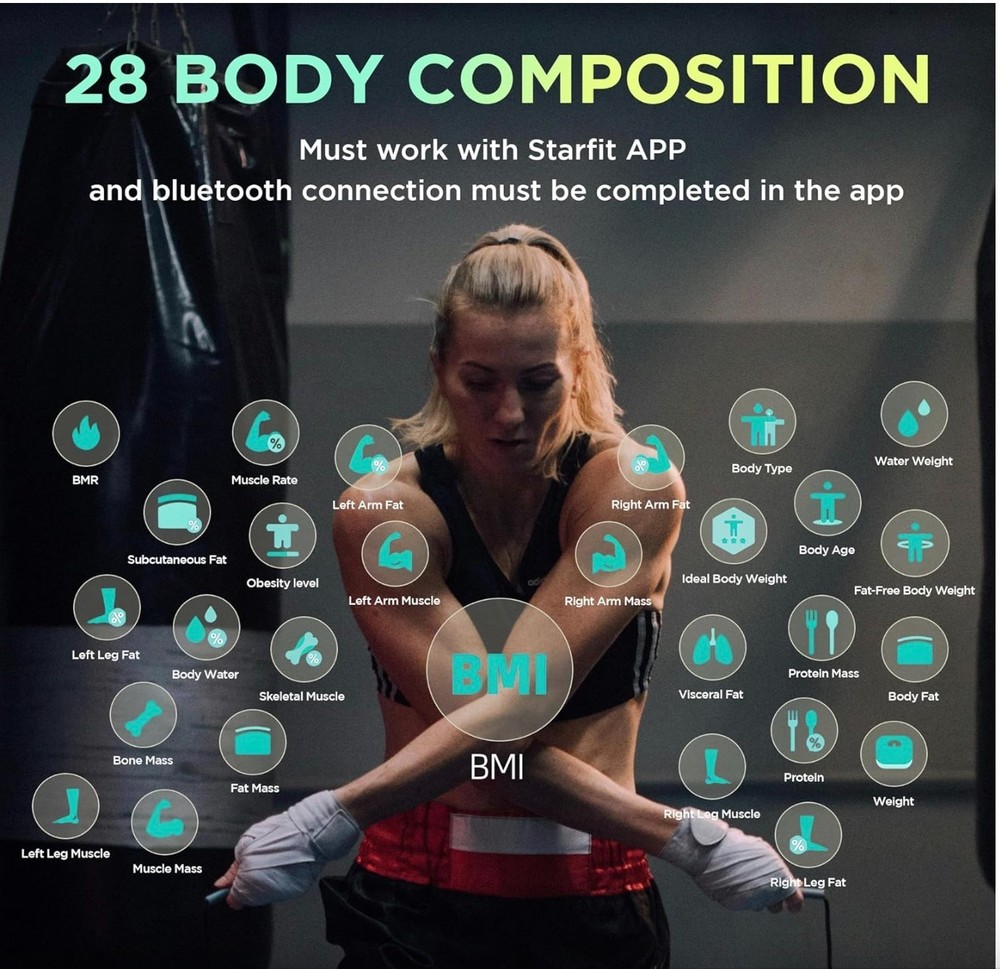 New! RunStar Advanced Body Comp Smart Scale, Full Body Scan 28 Components