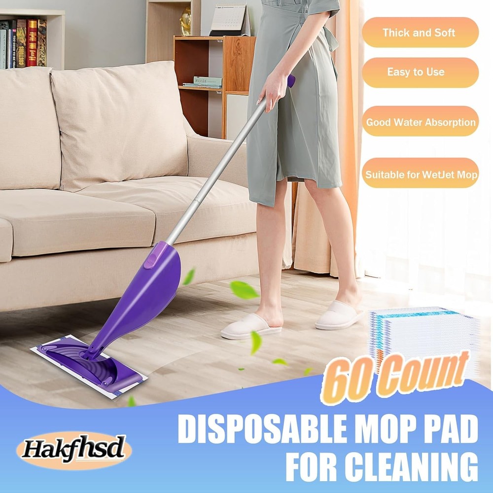 60 Pack Disposable Mop Pad Refillsfor Wet Pads Refill Replacement