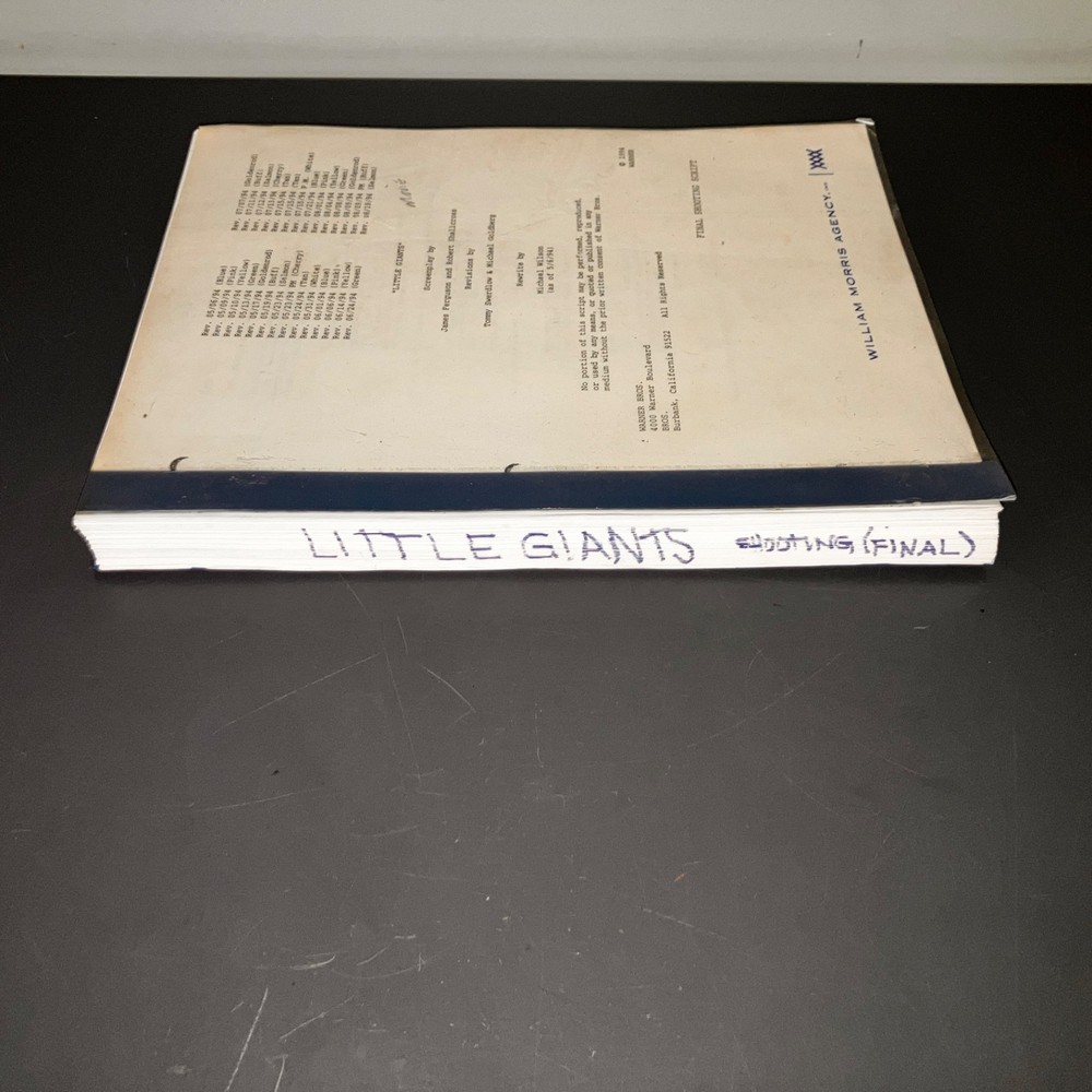 LITTLE GIANTS (1994) Final Shooting Draft / Wm. Morris Agency Script + COA