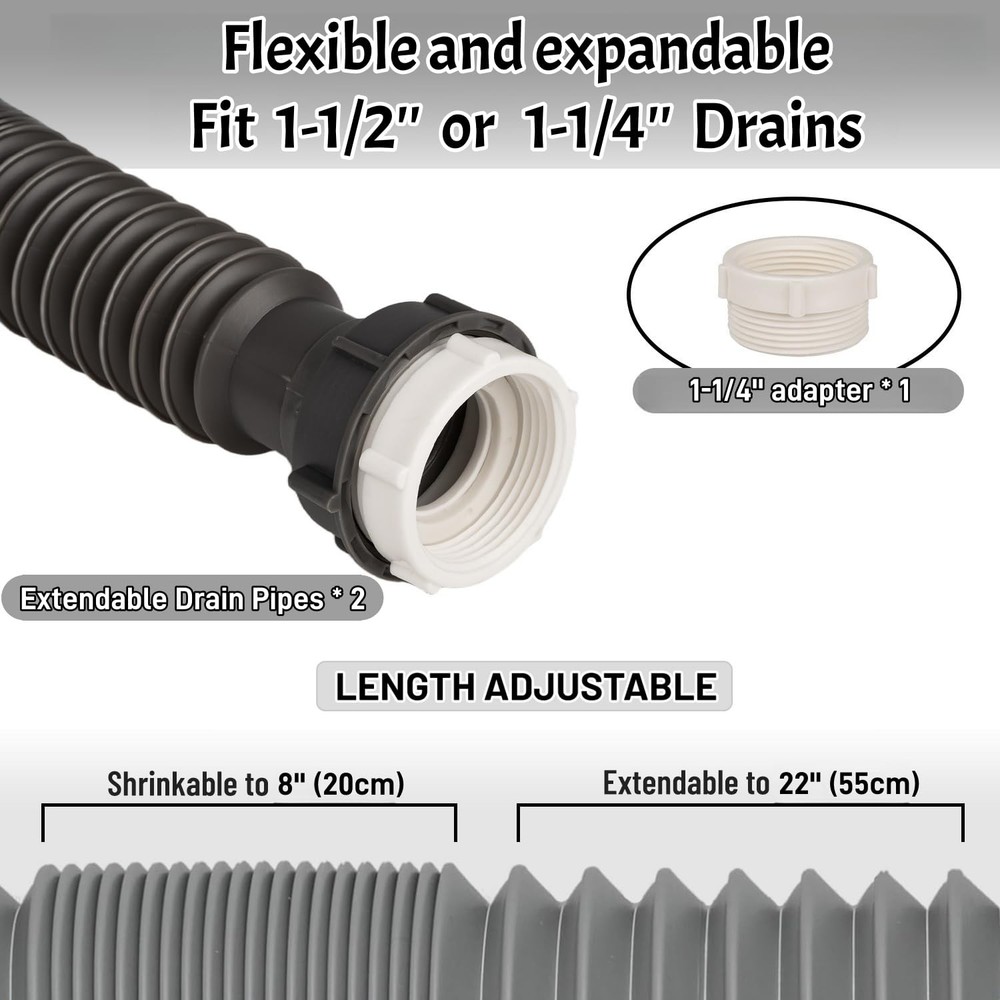 COLDDD Garbage Disposal Drain Kit, Elbow Replacement, 1-1/2" Pipe Gray