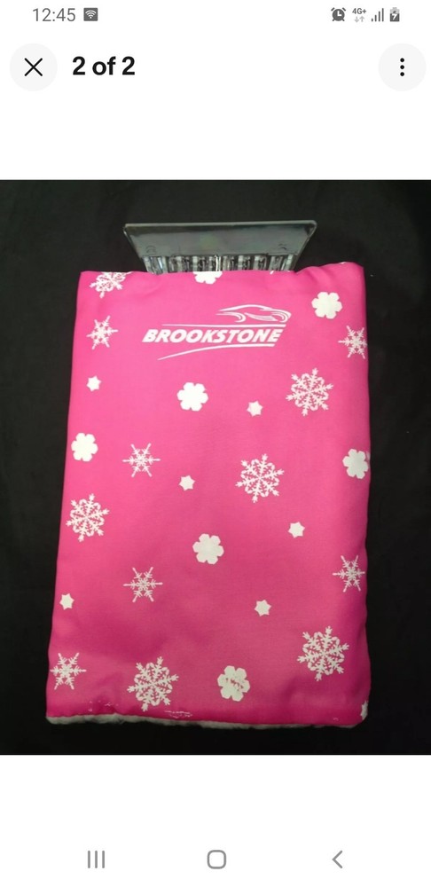 pink  Ice Scraper  mitt  scraper inside furry  mitt snowflake design