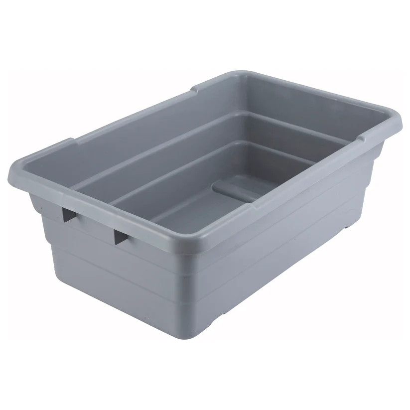 Transport Nesting Lug Box Polypropylene Heavy Duty Stackable Gray 24x15x8 Inch