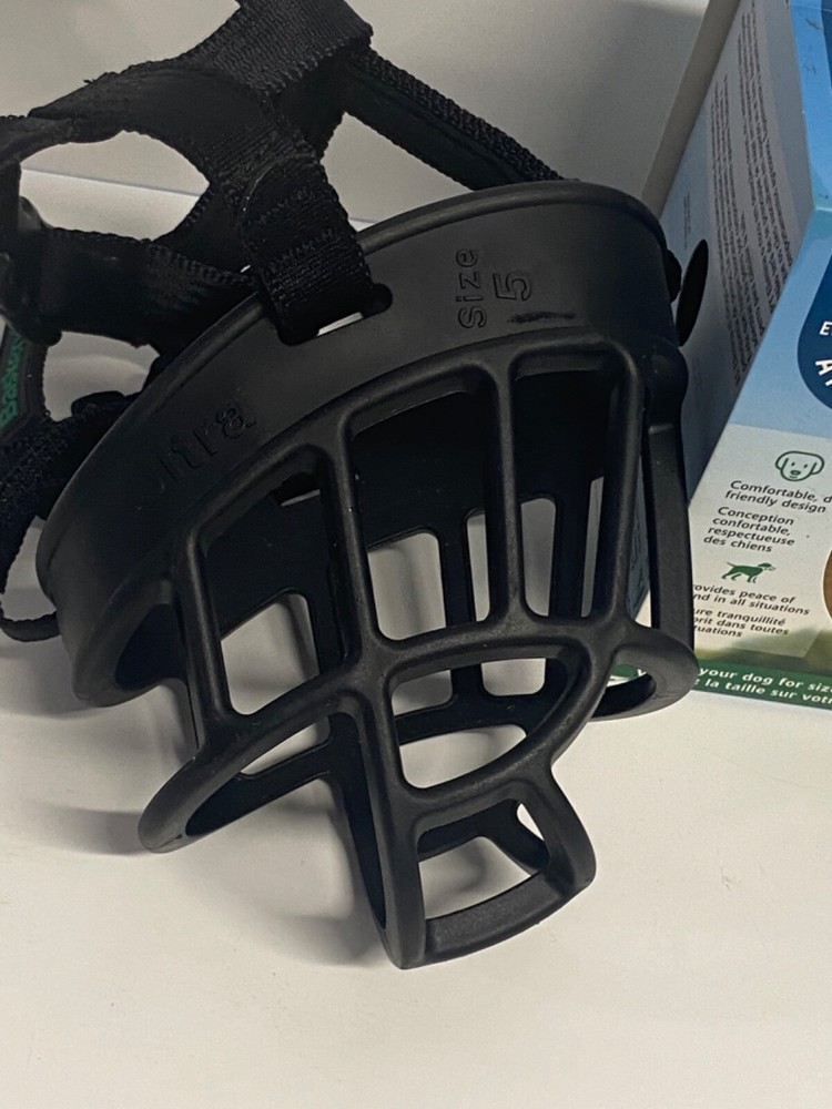 Baskerville Ultra Dog Muzzle Size 5 Black Adjustable Basket Muzzle Large Dogs