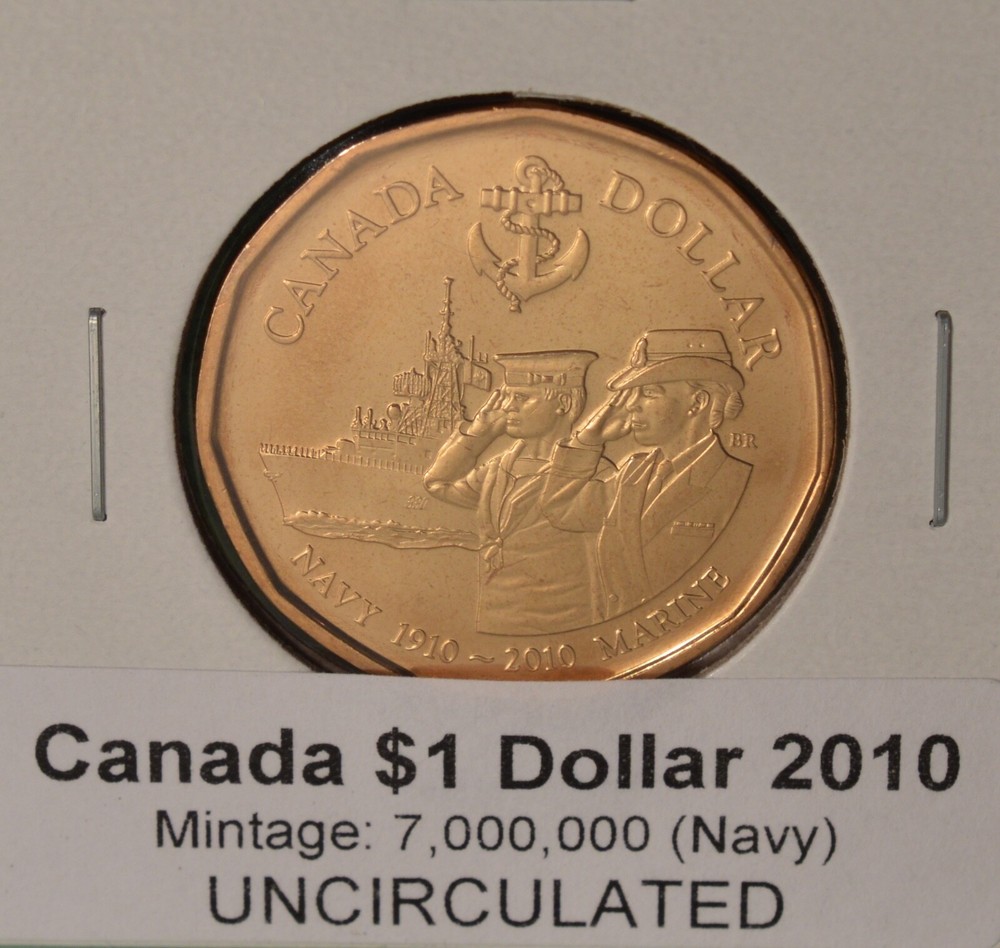 2010 Canada $1 Dollar - NAVY - BU UNC - from mint roll 🇨🇦🇨🇦