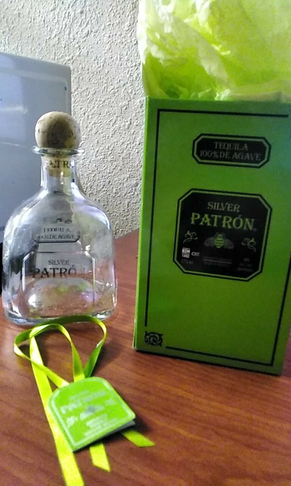Silver Patron Bottle With Handwritten Number