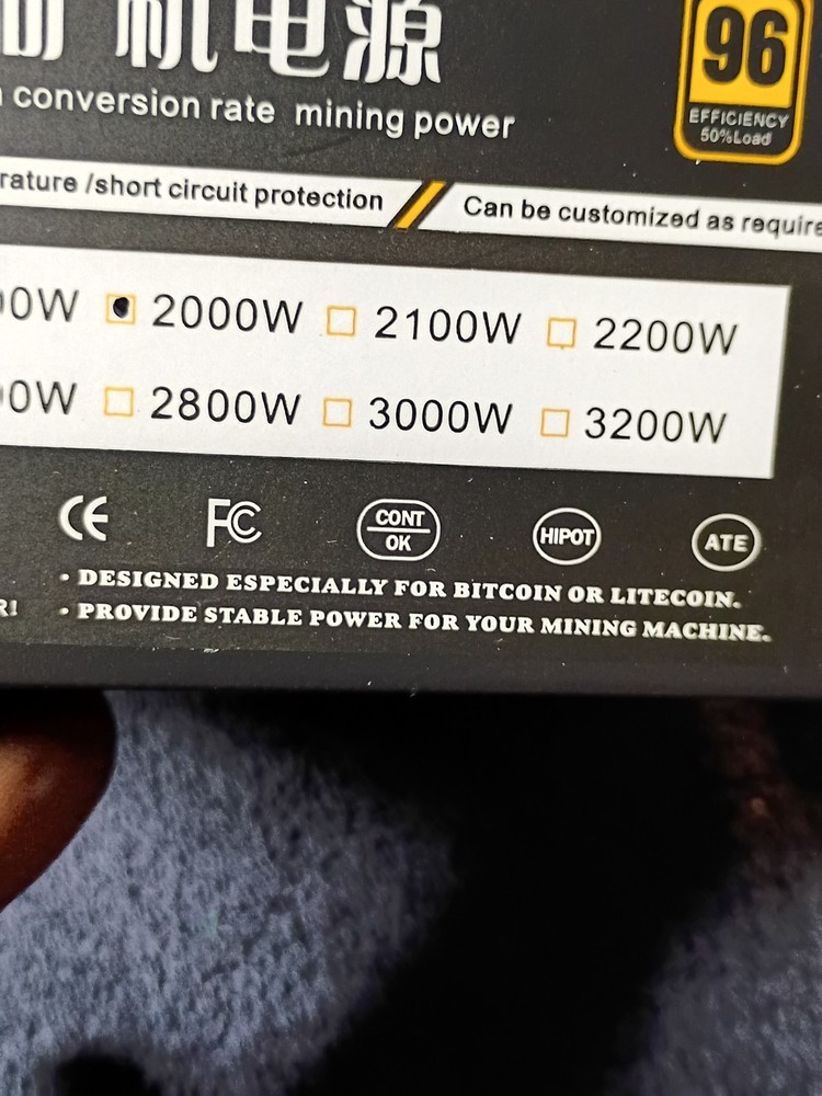 Furious Shark 2000W PSU Bitcoin Mining Power Supply 96 Efficiency, 50% Load