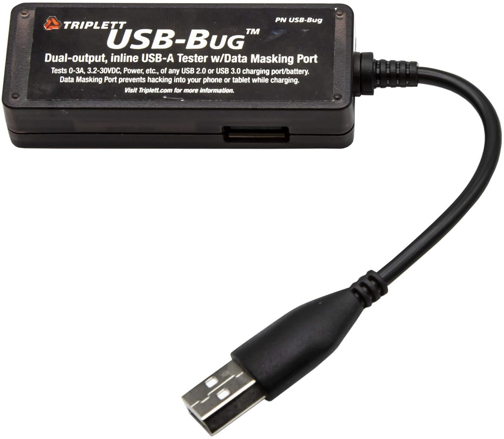 Usb-Bug Dual-Output Inline USB-A Tester with Data Masking Port