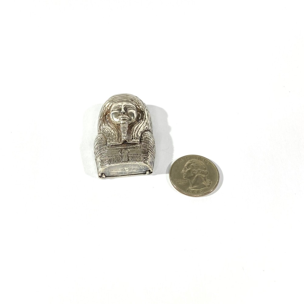 Vintage Heavy Solid Silver Sarcophagus shape Pill Box
